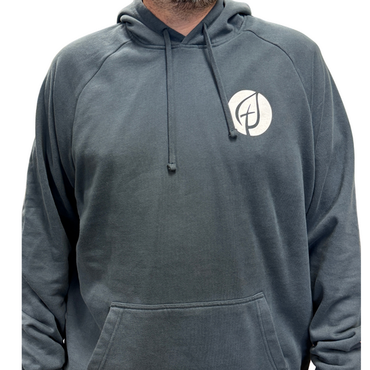 BT White Logo District Hoodie Steel Blue